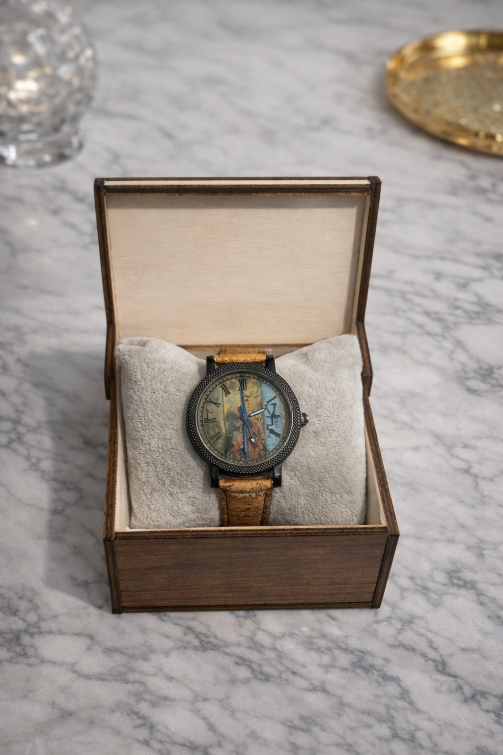 Orologio Unisex in Sughero Multicolor Stile Vintage Artigianale Leggero Ecosostenibile Idea Regalo Uomo Donna