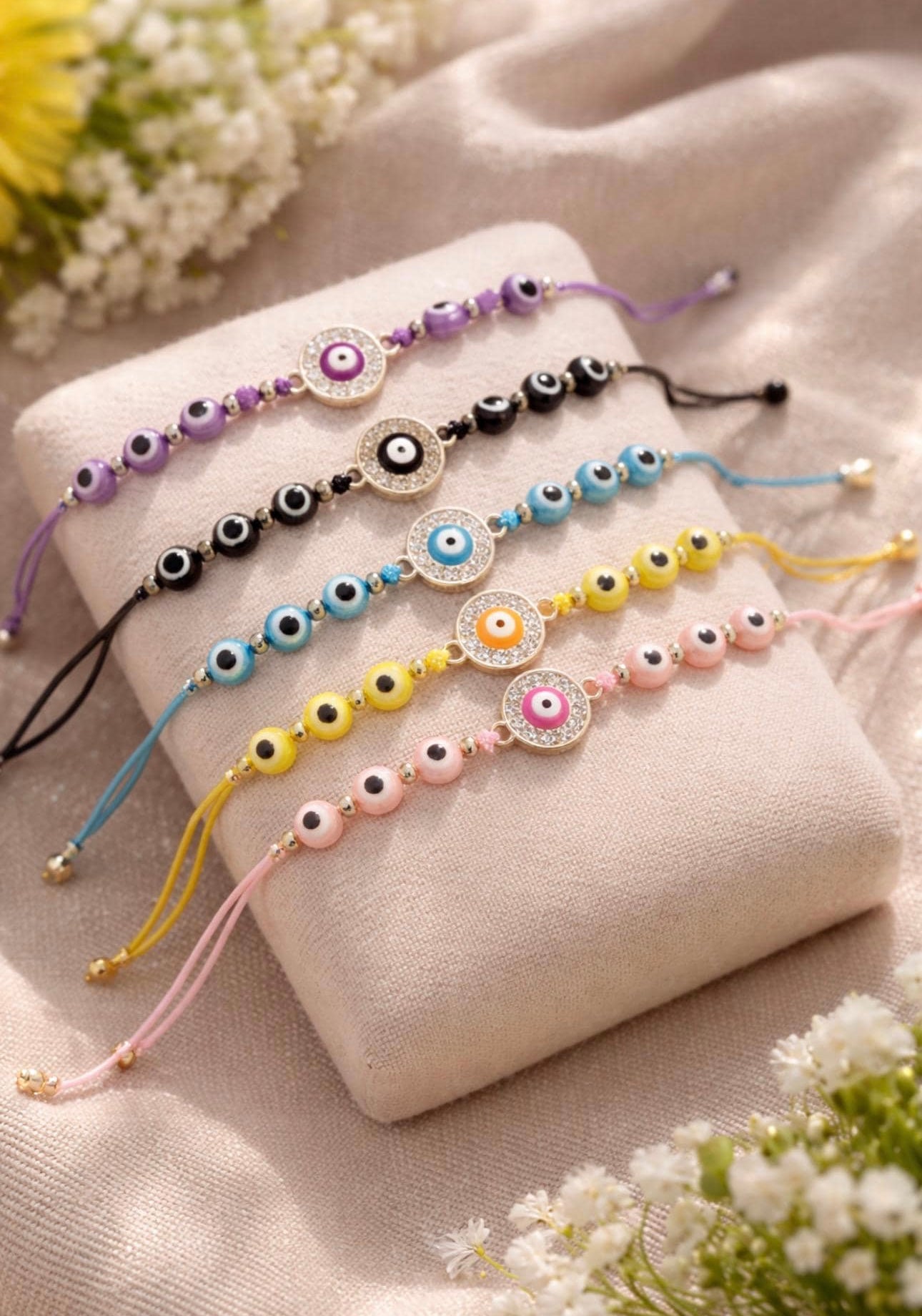 Braccialetto Occhio Greco Colorato Regolabile – Amuleto Portafortuna Fatto a Mano