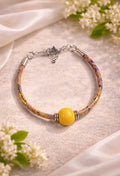 Bracciale in Sughero con Pietra Naturale in Ceramica Sarda, Gioiello Eco-friendly Fatto a Mano, Regalo Donna Sostenibile, Stile Boho