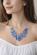 Collana Donna Elegante Blu in Acciaio Inossidabile – Bijoux Senza Nichel, Collana Artistica a Lamelle, Idea Regalo