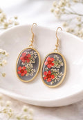 Orecchini Oval in Resina con Fiori Veri Pressati – Gioielli Artigianali Eleganti e Leggeri Fatti a mano
