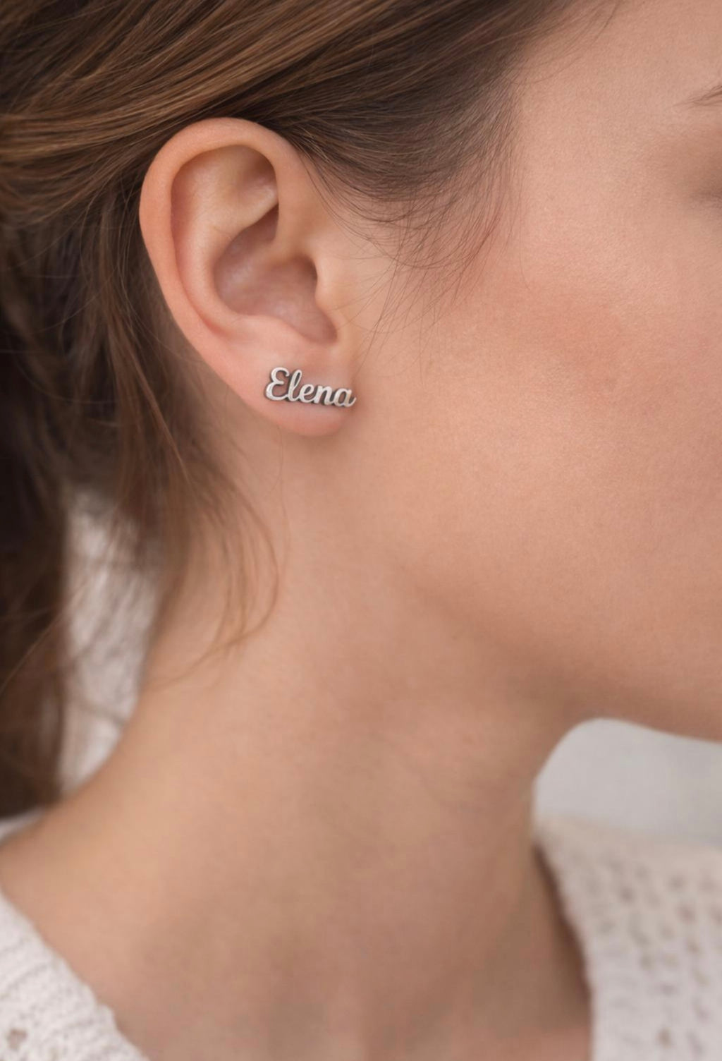 Orecchini Personalizzati nome “Elena” in Acciaio Argentato Senza Nichel – Idea Regalo Elegante