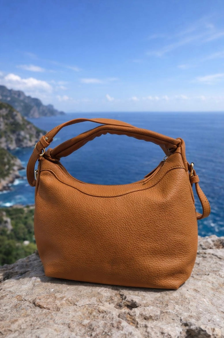 Borsa a spalla estiva in paglia e semipelle - set due colori Stile boho chic