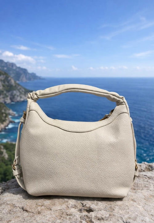 Borsa a spalla estiva in paglia e semipelle - set due colori Stile boho chic