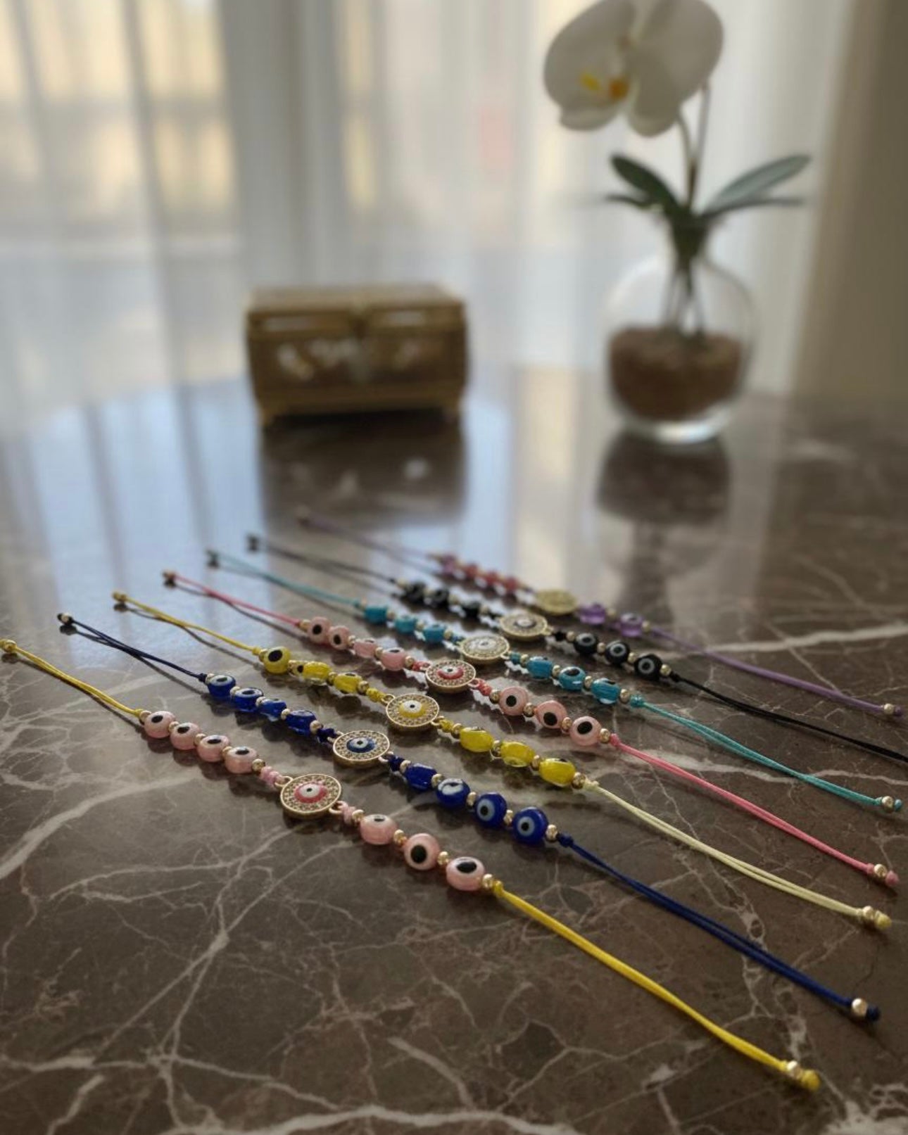 Braccialetto Occhio Greco Colorato Regolabile – Amuleto Portafortuna Fatto a Mano