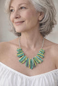 Collana Donna Elegante Verde in Acciaio Inossidabile – Bijoux Senza Nichel, Collana Artistica a Lamelle, Idea Regalo