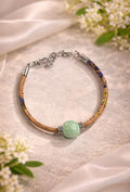 Bracciale in Sughero con Pietra Naturale in Ceramica Sarda, Gioiello Eco-friendly Fatto a Mano, Regalo Donna Sostenibile, Stile Boho