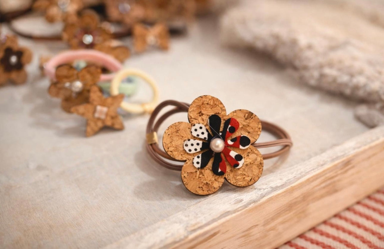 Elastico Fiore in Sughero Sardegna – Accessorio Capelli e Bracciale Donna | Artigianato Sardo, Idea Regalo Handmade