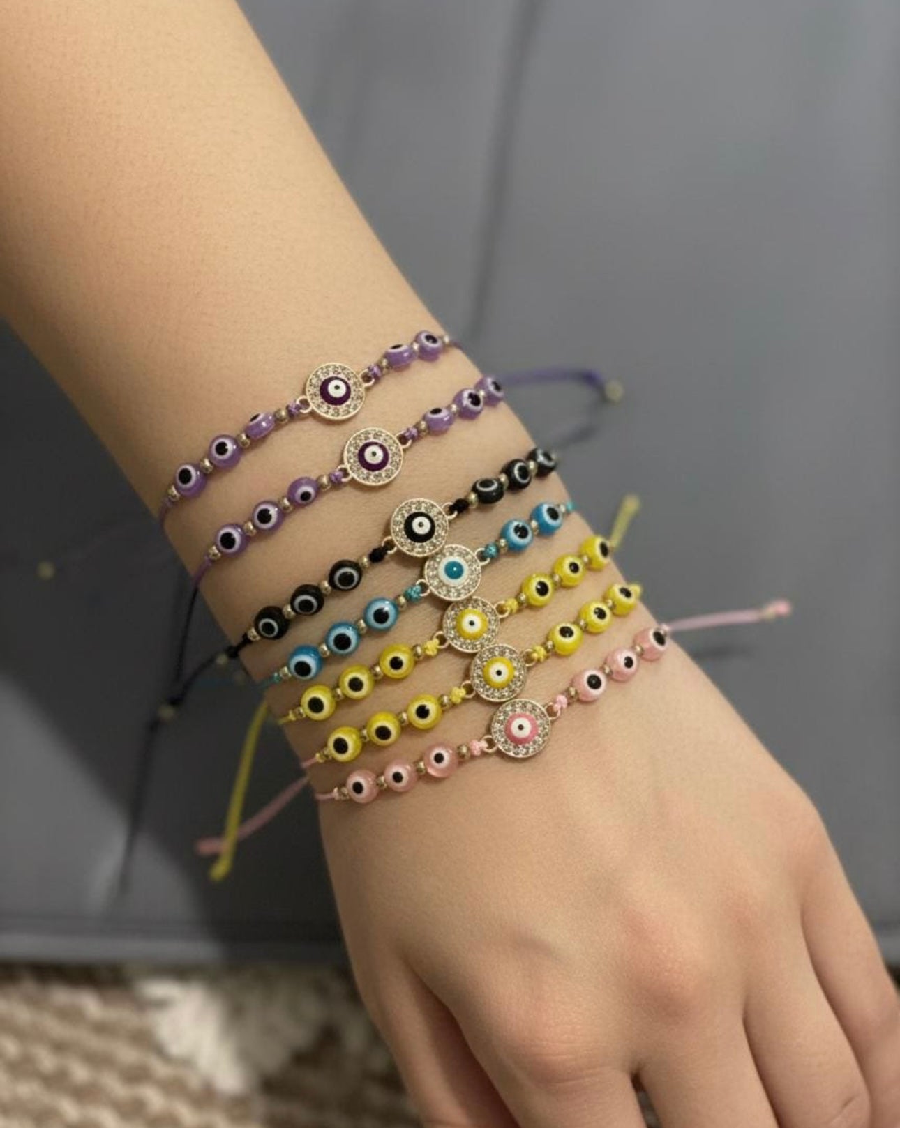 Braccialetto Occhio Greco Colorato Regolabile – Amuleto Portafortuna Fatto a Mano