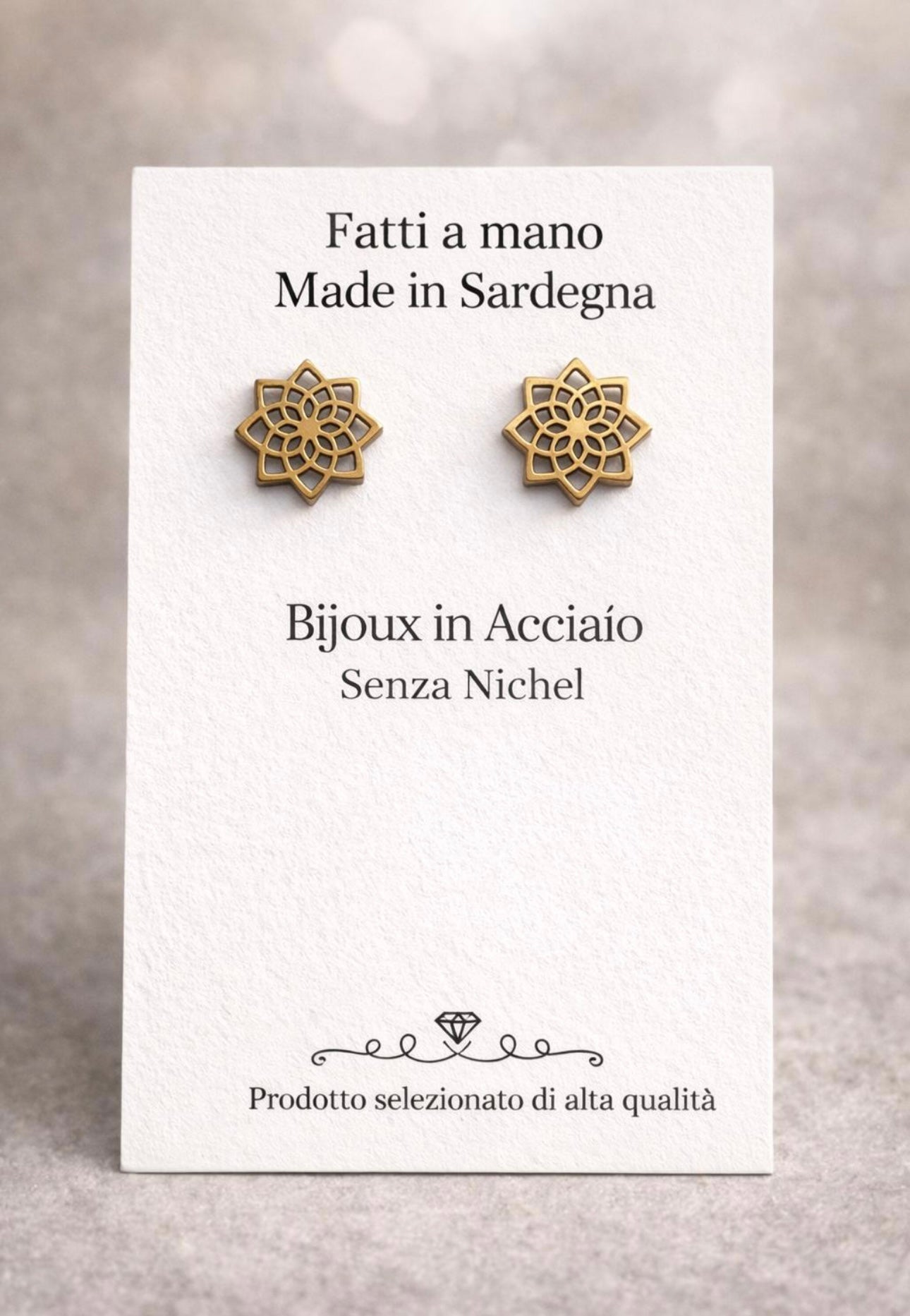 Orecchini Mandala in Acciaio Inossidabile Oro – Fatti a Mano in Sardegna – Bijoux Senza Nichel – Idea Regalo Donna