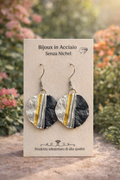 Orecchini Pendenti Acciaio Inossidabile Senza Nichel | Orecchini Moderni Argento Nero Oro | Earrings Stainless Steel | Orecchini Eleganti Donna