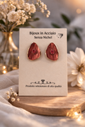 Orecchini Rosso Acciaio Inossidabile Senza Nichel | Orecchini Eleganti Donna | Pink Stud Earrings | Orecchini Minimal Moderni