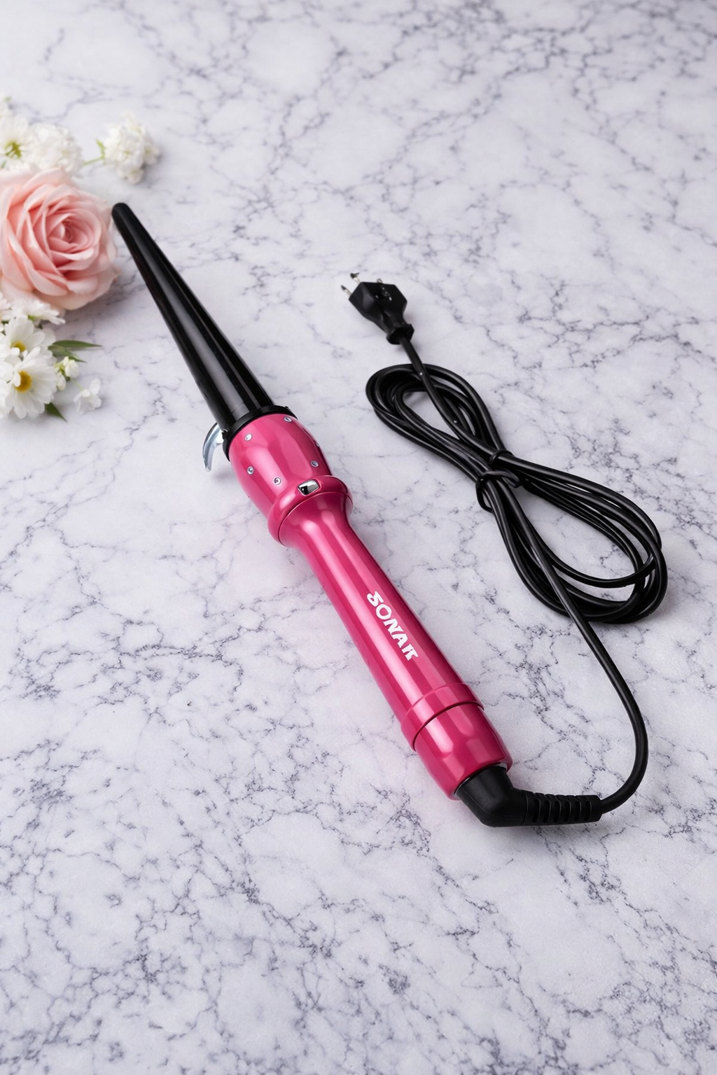 Cono Arricciacapelli Professionale in Ceramica – Ferro per Boccoli Perfetti – Curling Wand per Capelli Mossi e Ricci – Arricciacapelli Facile e Veloce